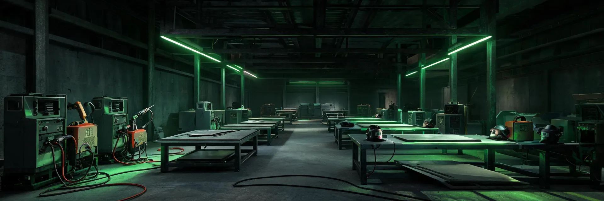 Hypertherm plasma cutters and welding machines in an engineering bay