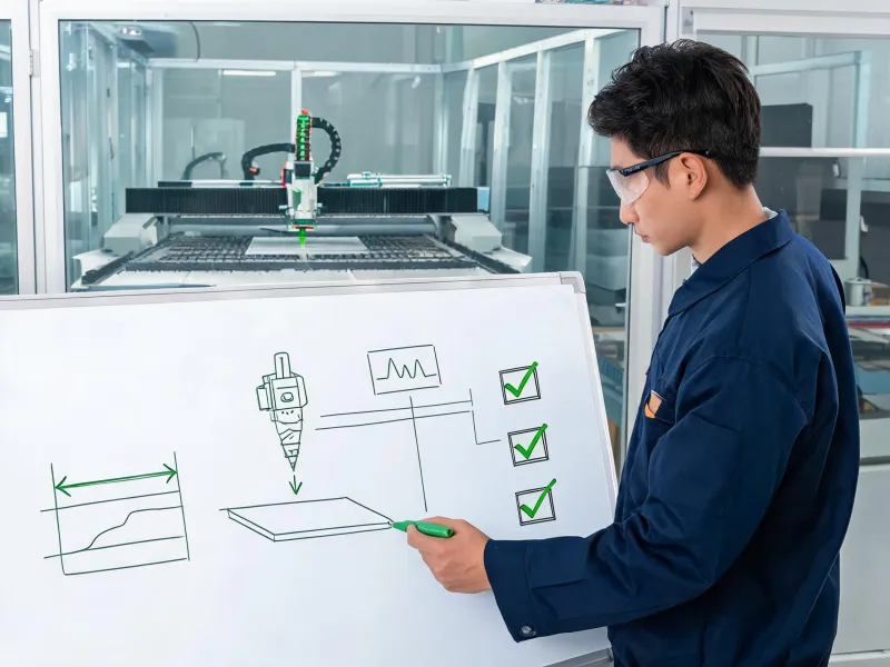 Application engineer mapping a plasma cutting process